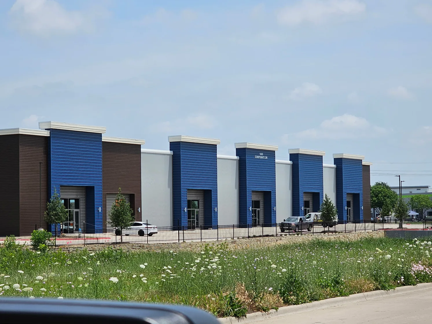 Completed multi-bay commercial flex-space building